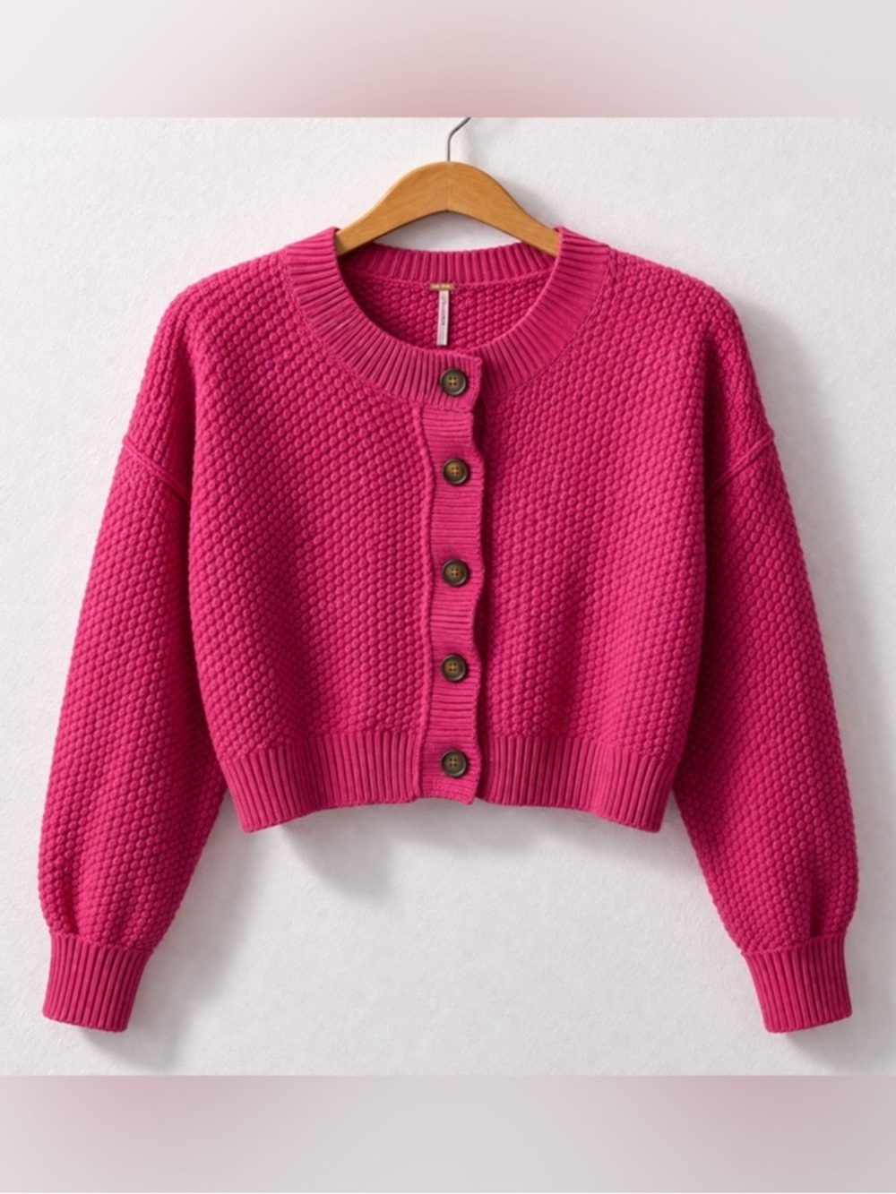 Free People Oversized Cable Knit Cardigan in Plumdrop Size M - Picture 6 of 11